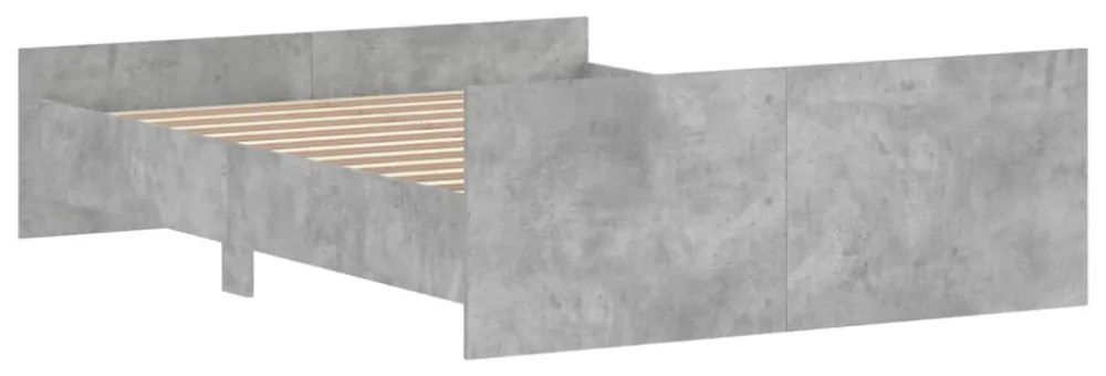 betonszürke ágykeret fej- és lábtámlával 135 x 190 cm