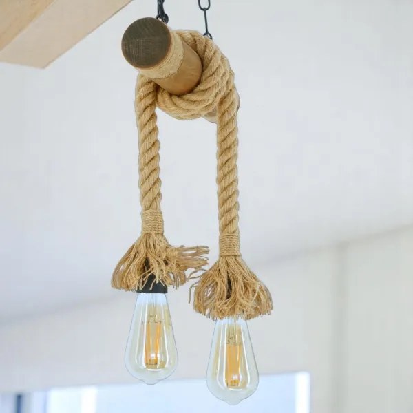 Brilagi - Csillár láncon KOS 2xE27/60W/230V bükkfa