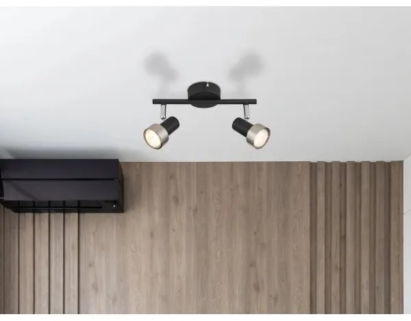 Globo 57917-2N - Spotlámpa MASON 2xGU10/25W/230V fekete/ezüst