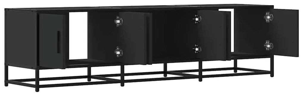 fekete szerelt fa és fém TV-szekrény 150x35x41 cm
