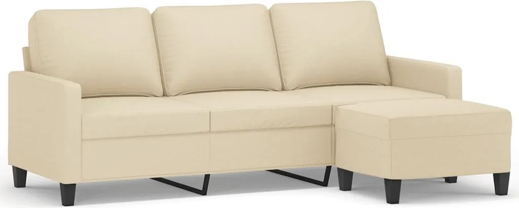 vidaXL 3 személyes krémszínű szövet kanapé lábtartóval 180 cm