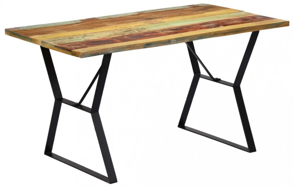 tömör újrahasznosított fa étkezőasztal 140 x 80 x 76 cm