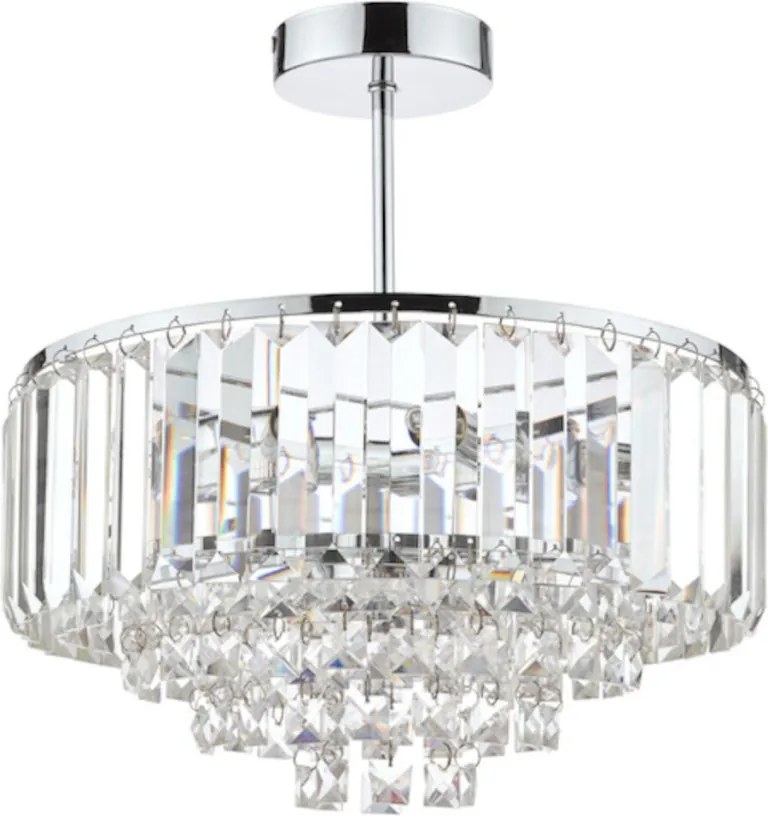LAURA ASHLEY 3437217-Q VIENNA Kristály Mennyezeti Lámpa Fehér, Csiszolt Króm G9 IP20