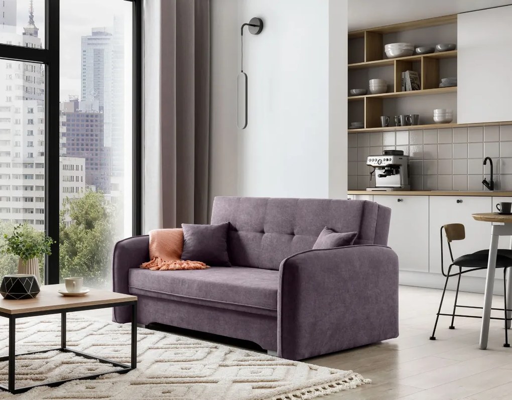Kinyitható 2 fős kanapé LAINE, világoslila