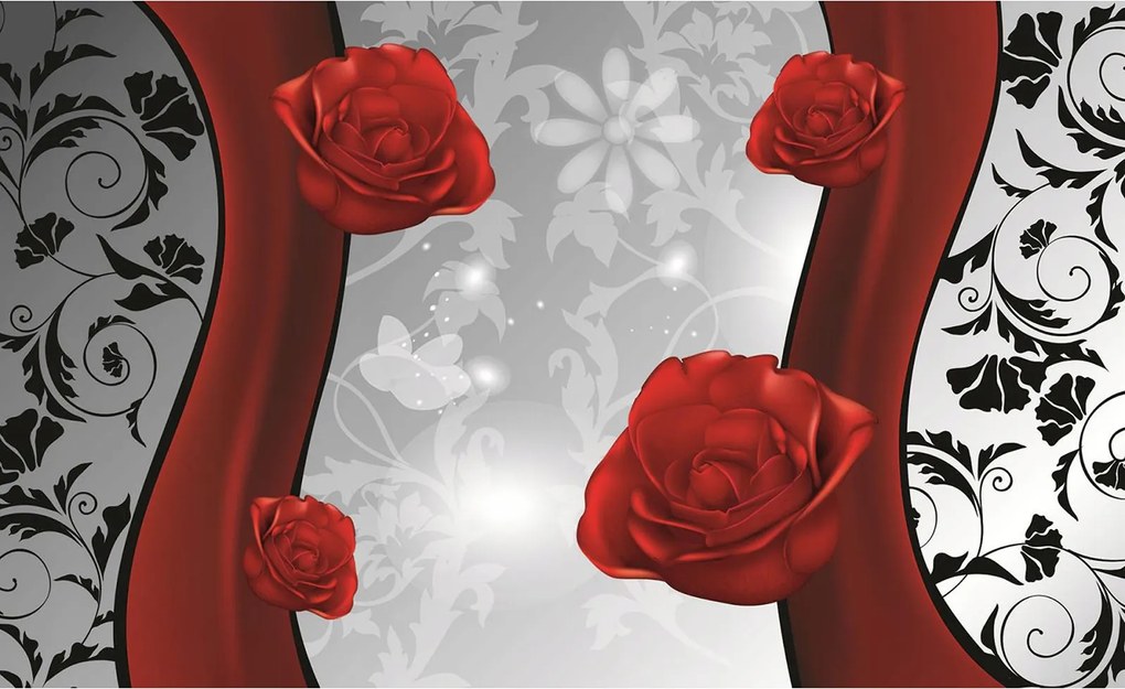 Fotótapéta flizelina Vörös rózsák elegancia fali virágok 312x219 +ragasztó