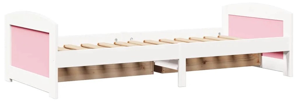 Napozóágy 2 fiókkal matrac nélkül IRUN Fehér&amp;Rózsaszín 90x200cm