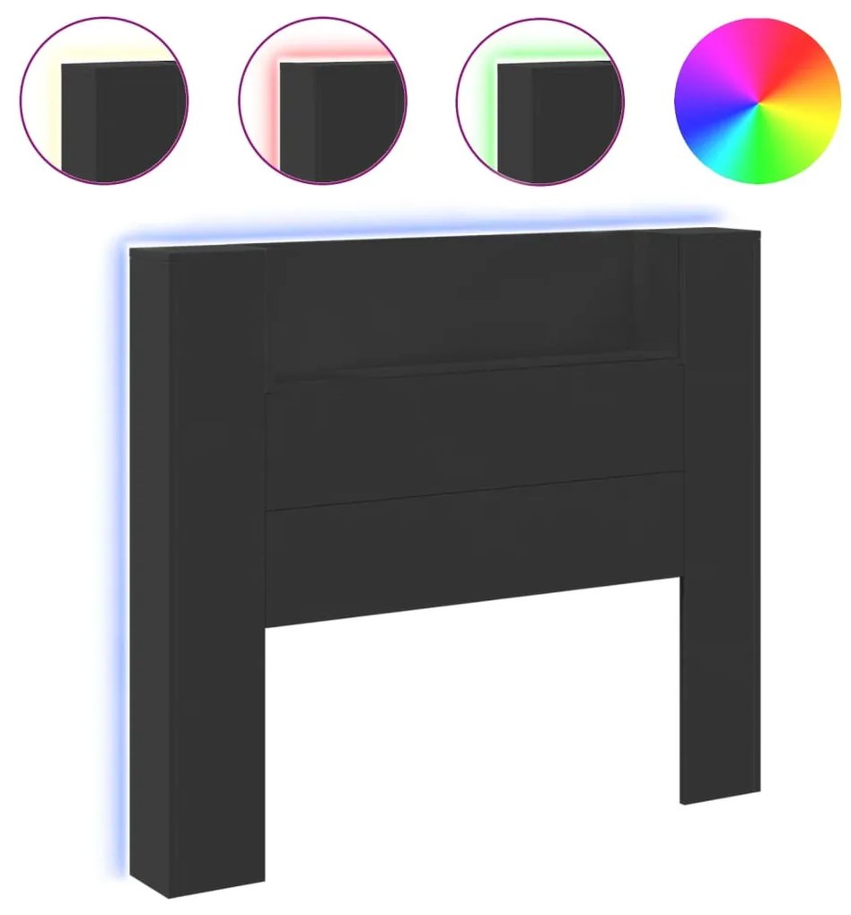 fekete áthidalószekrény LED-világítással 120 x 16,5 x 103,5 cm