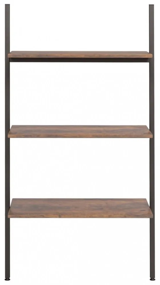 3 szintes sötétbarna és fekete létrapolc 64 x 34 x 116 cm
