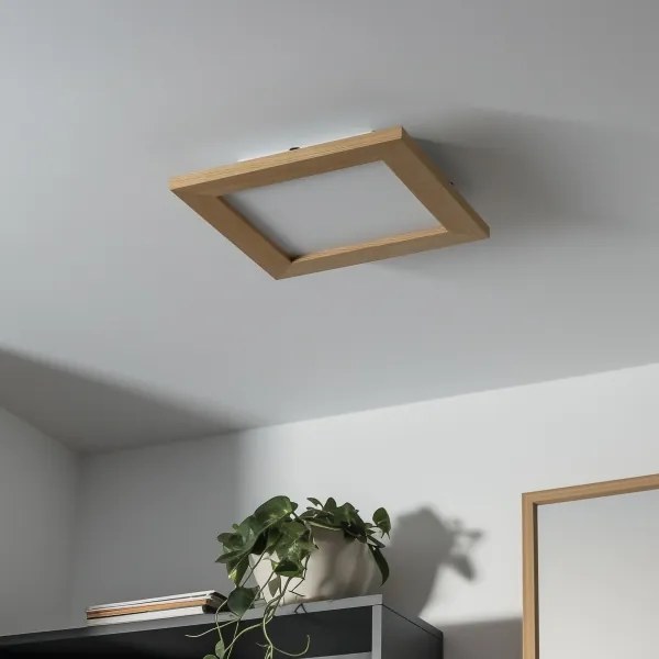 Brilagi - LED Dimmelhető lámpa SLIMFRAME WOOD LED/25W/230V 34x34 cm + távirányító