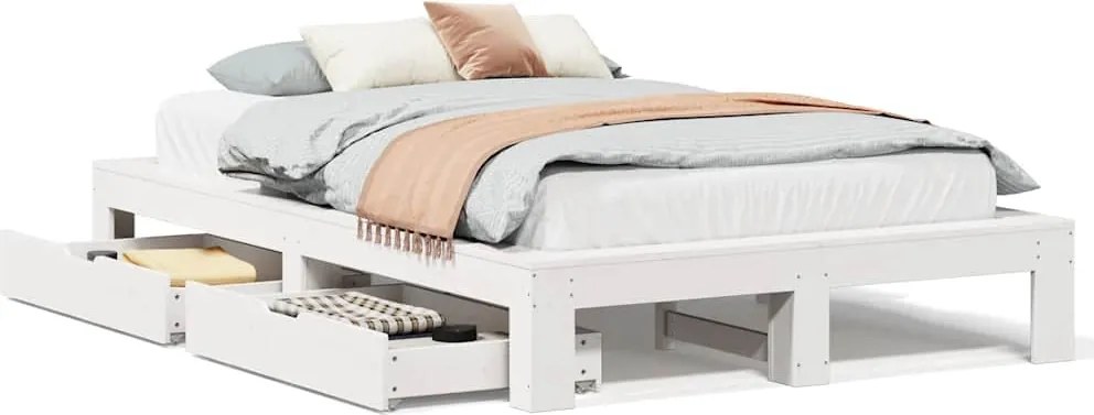 vidaXL fehér tömör fenyőfa ágy matrac nélkül 120 x 200 cm