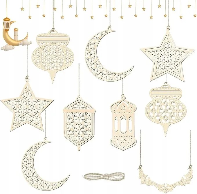 Függő Fa Ramadan Dekoráció Függő Dekoráció Szett 9 db-os