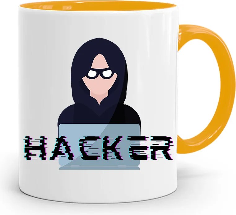 Sárga Bögre Informatika Programozó Hacker Ajándék fényképes nyomtatással