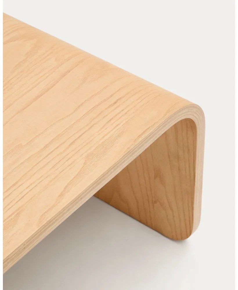 Natúr színű kerek dohányzóasztal kőrisfa dekorral 60x110 cm Olaria – Kave Home