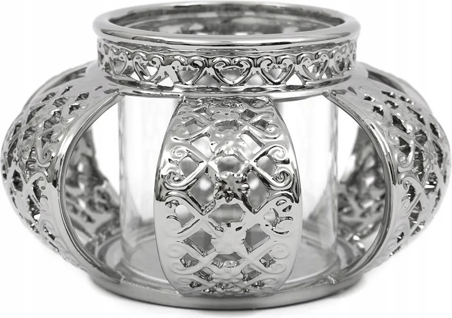 Ezüst Korona Gyertyatartó Üveg Korona Persellyel