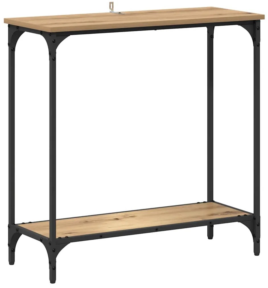 Konzolasztal polcokkal kézműves tölgy 75 x 30.5 x 75 cm Faanyag