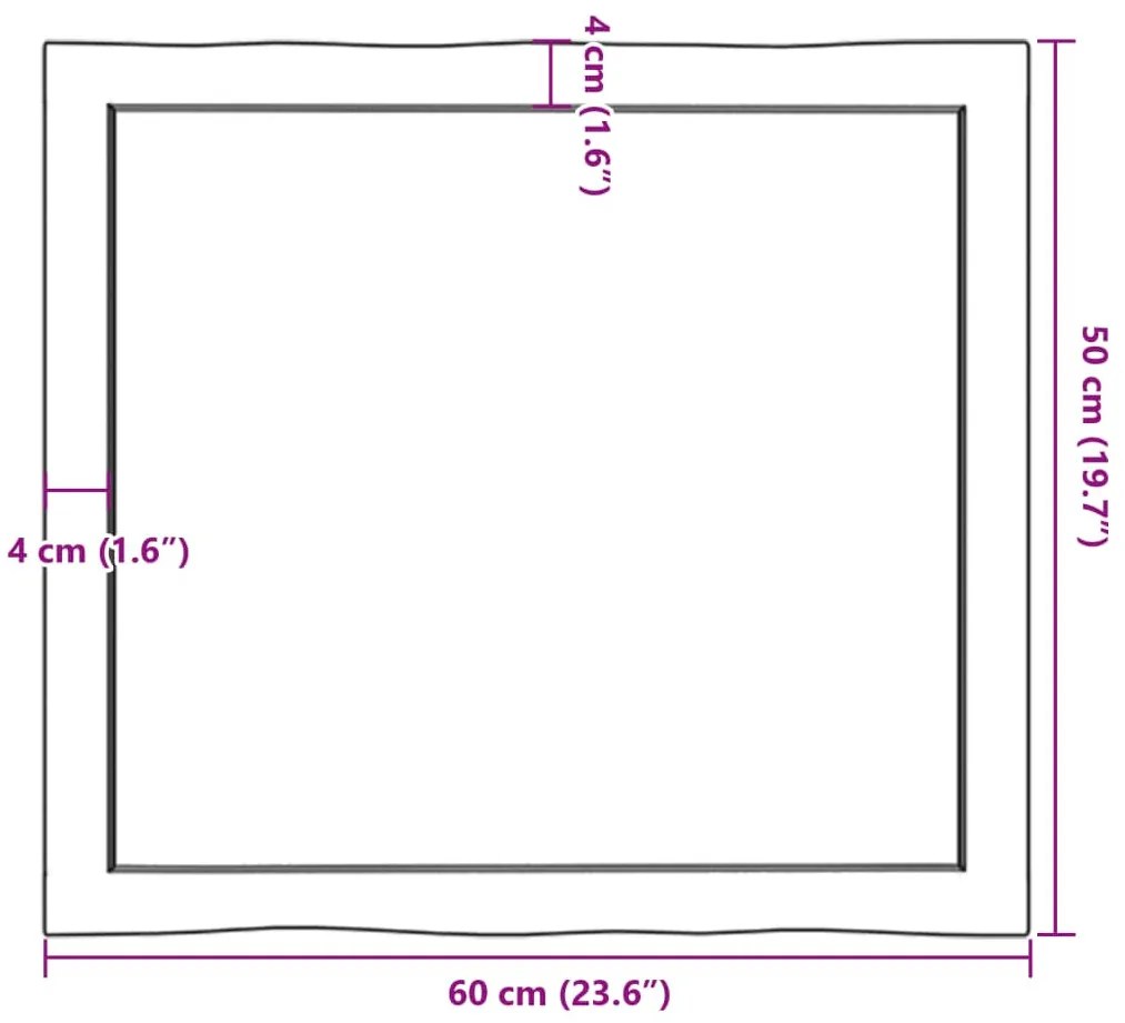 sötétbarna kezelt tömör asztallap 60x50x(2-4) cm