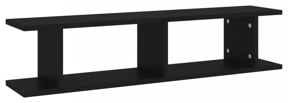 2 db fekete forgácslap fali polc 90 x 18 x 20 cm