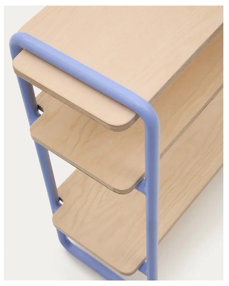 Világoskék-natúr színű függő gyerek könyvespolc kőrisfa dekorral 60x70x28 cm Tinn – Kave Home