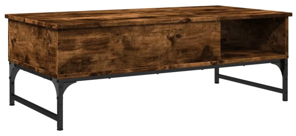 füstös tölgy szerelt fa és fém dohányzóasztal 100 x 50 x 35 cm