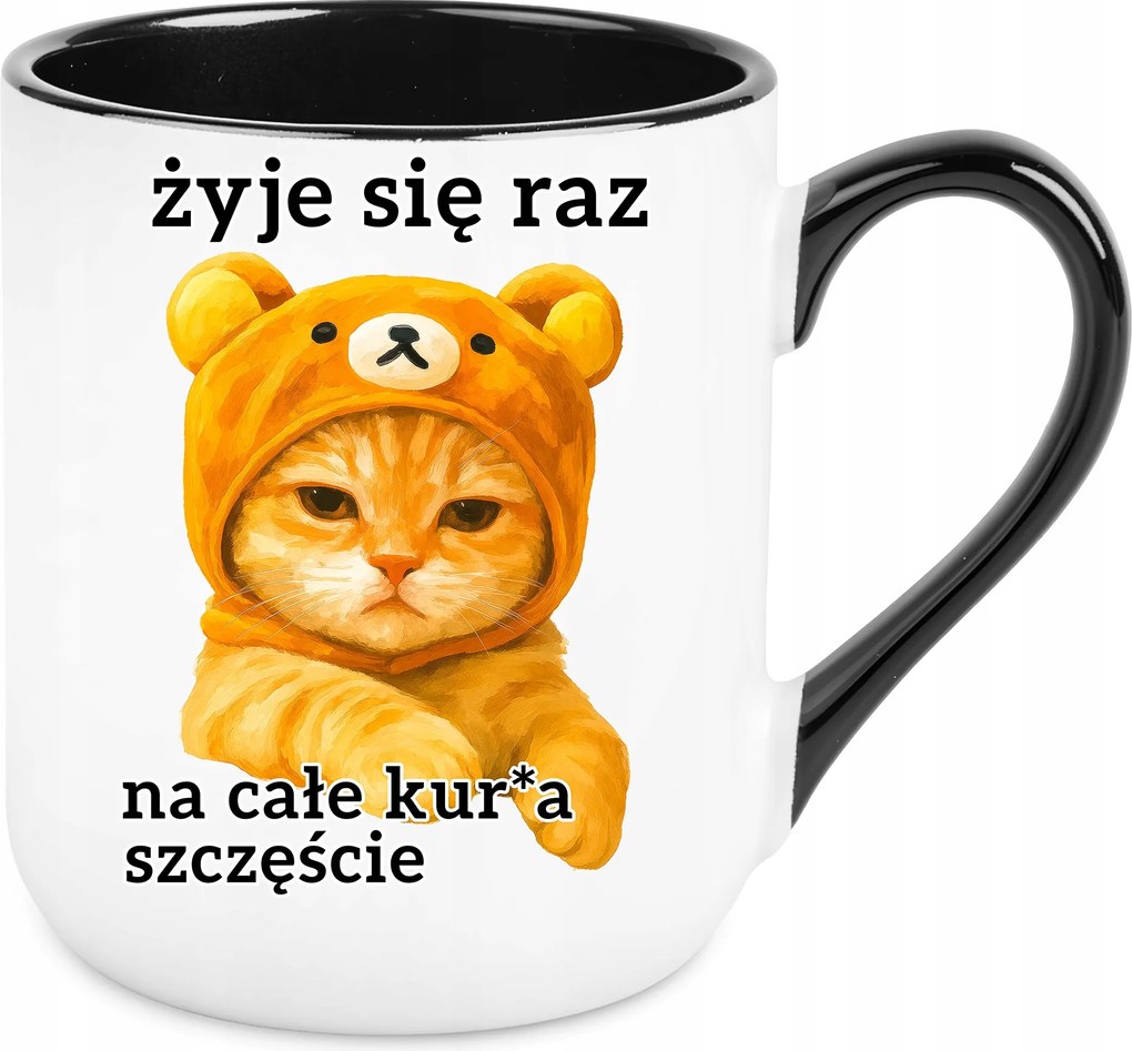 Vicces Elegáns Bögre Macskával Egyszer él az egész tyúk... Születésnapi Ajándék