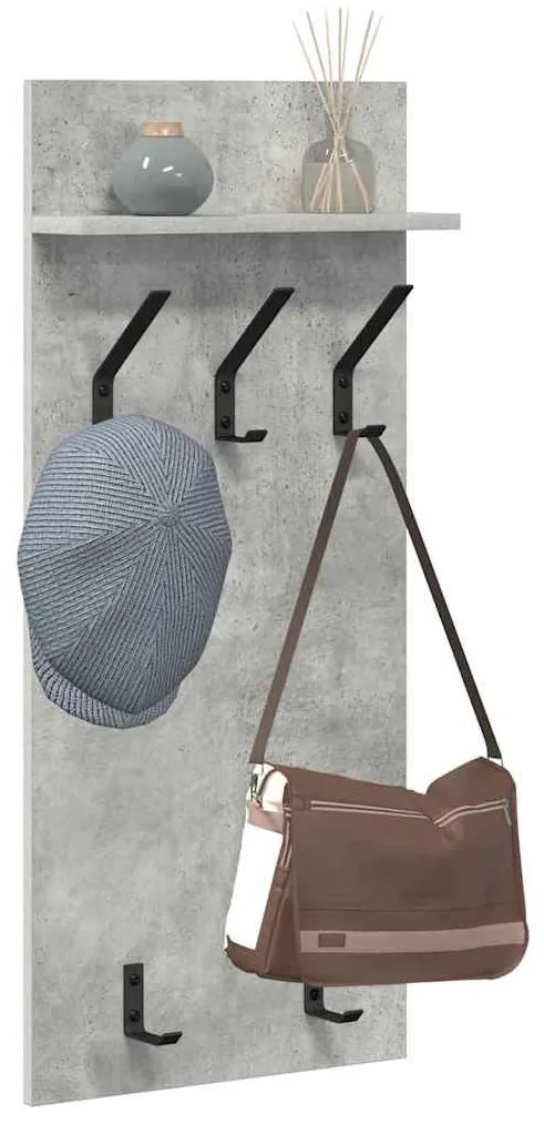Fali Kabáthorog polcokkal Beton szürke 90 x 40 x 10 cm Faanyag