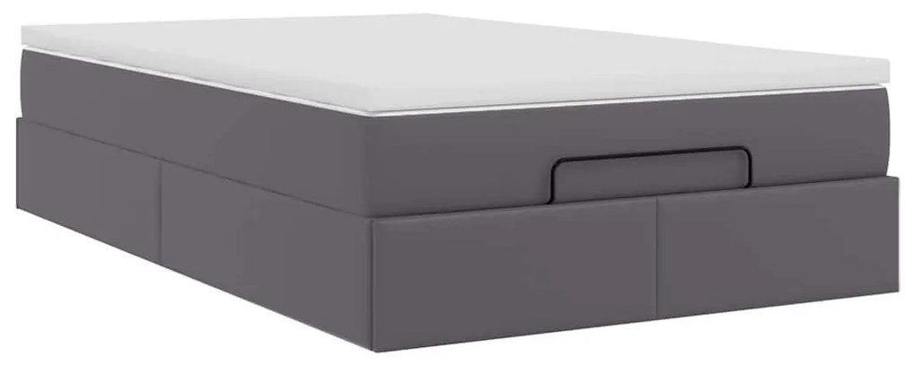 Ottomán ágykeret matraccal Szürke 120x190 cm műbőr 120x190 cm