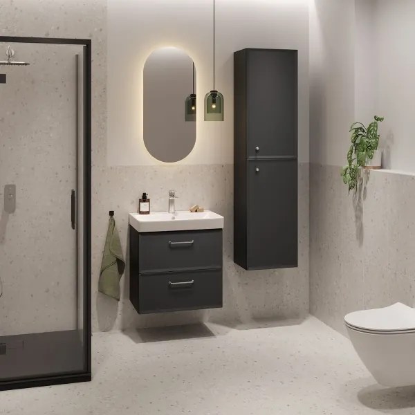 Cersanit S590-100 - MILLE SLIM 60x38 cm fekete, falra szerelhető mosdó alatti szekrény