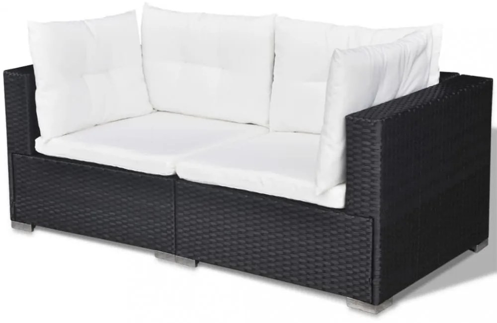 vidaXL 5 részes fekete polyrattan kerti ülőgarnitúra párnákkal