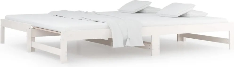 vidaXL fehér tömör fenyőfa kihúzható kanapéágy 2 x (80 x 200) cm