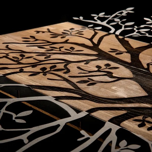 Fali dekoráció 85x58 cm fa/fém faág mintával