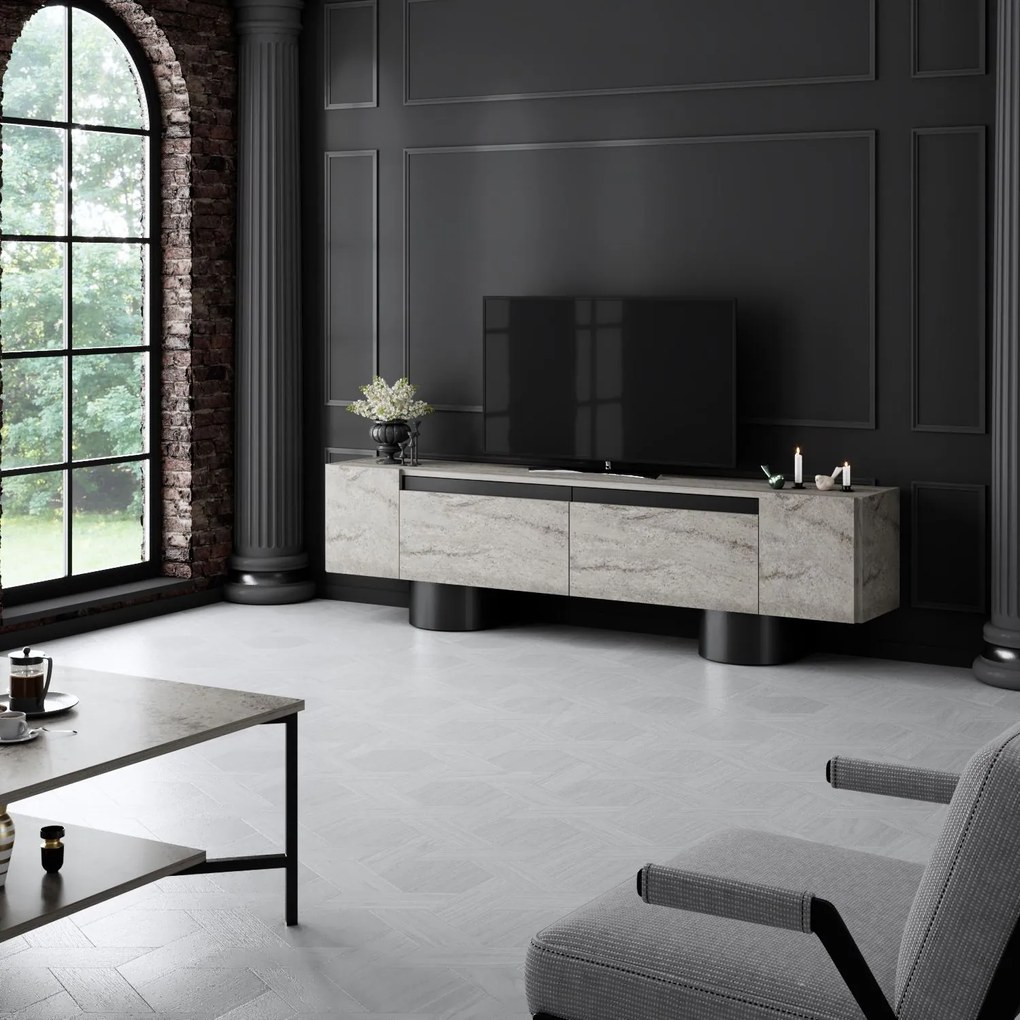 TV szekrény Bohem - Travertine, Black