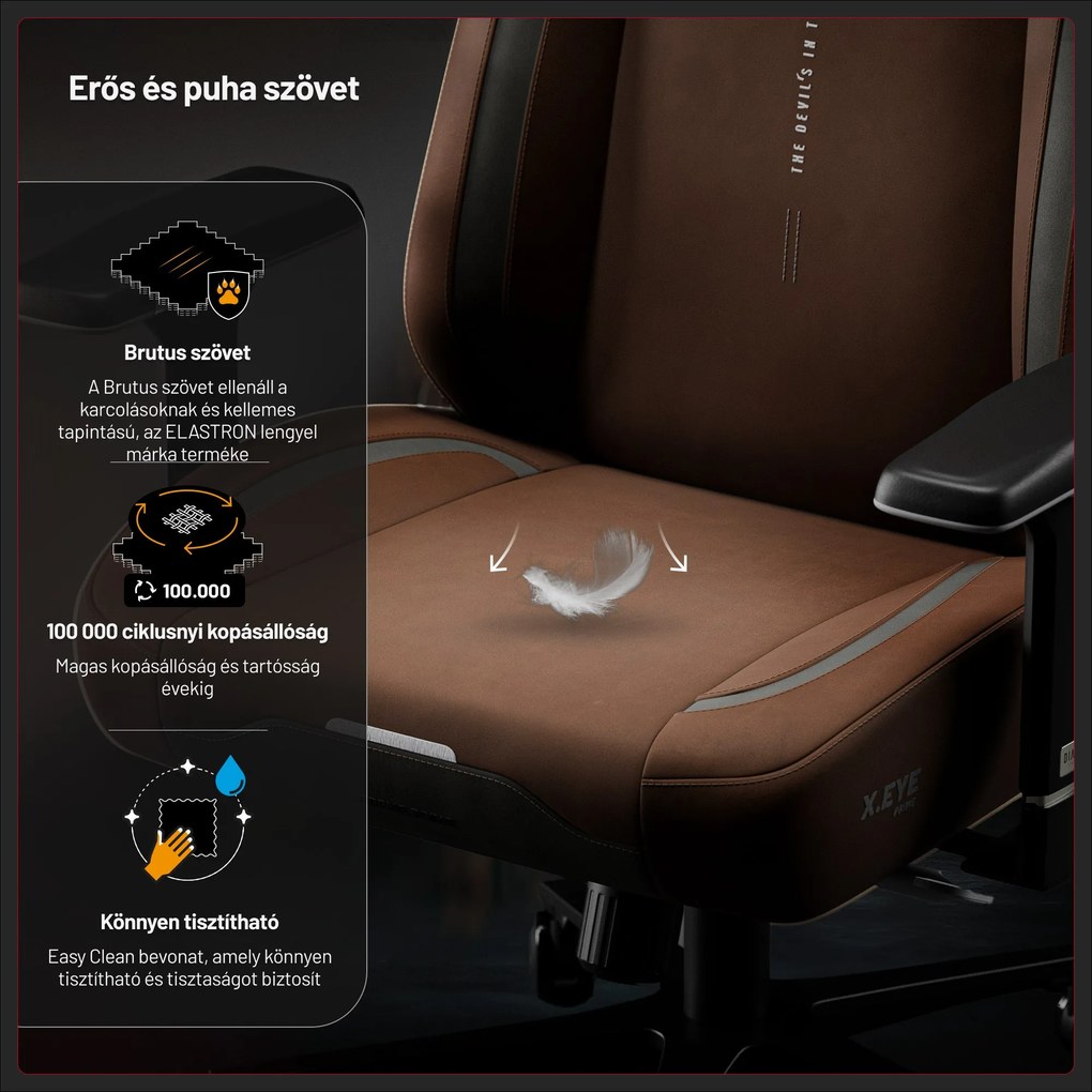 Gamer szék szövet barna, Normal: Diablo X.Eye Prime Cinnamon Brown