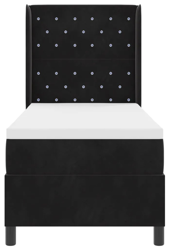 Boxspring ágy matraccal és LED világítással Fekete 80x200 cm Bársony