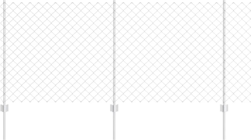 vidaXL Kerítés oszlopokkal Ezüst 1 x 25 m Acél