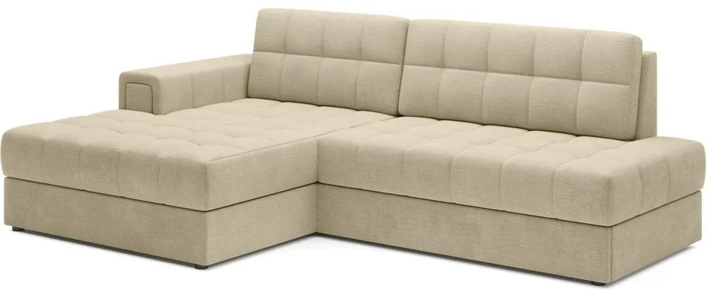 Világosbarna bársony kinyitható sarokkanapé (bal oldali-heverő résszel) Blezalt – ELTAP