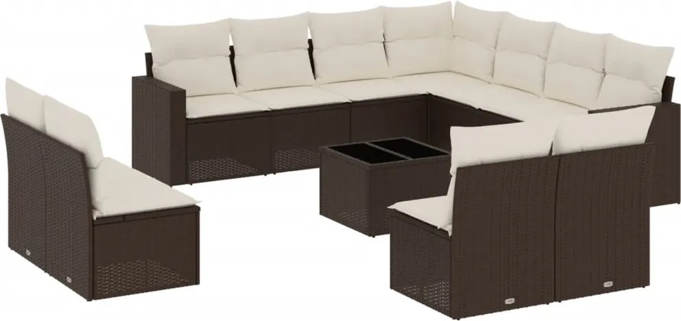 vidaXL 12 részes barna polyrattan kerti ülőgarnitúra párnákkal