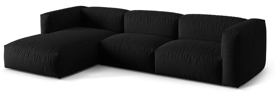 Fekete moduláris sarokkanapé (bal oldali) Martina – Micadoni Home