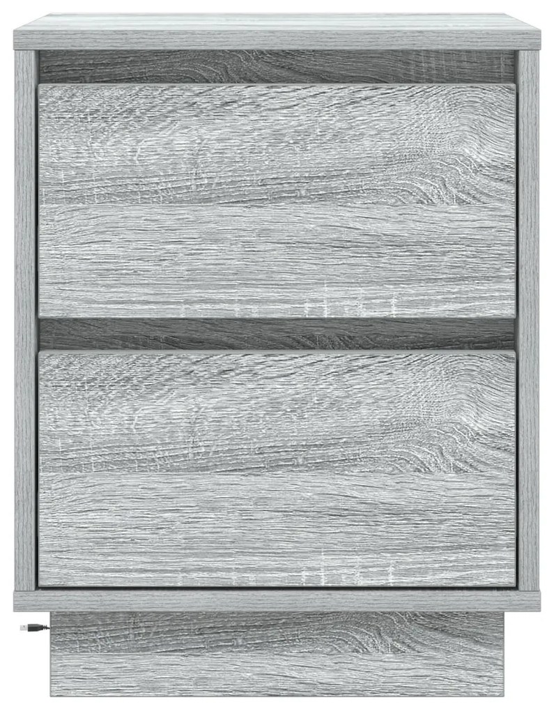 Éjjeli Szekrények LED Világítással 2 db Szürke Sonoma 39x34.5x50 cm