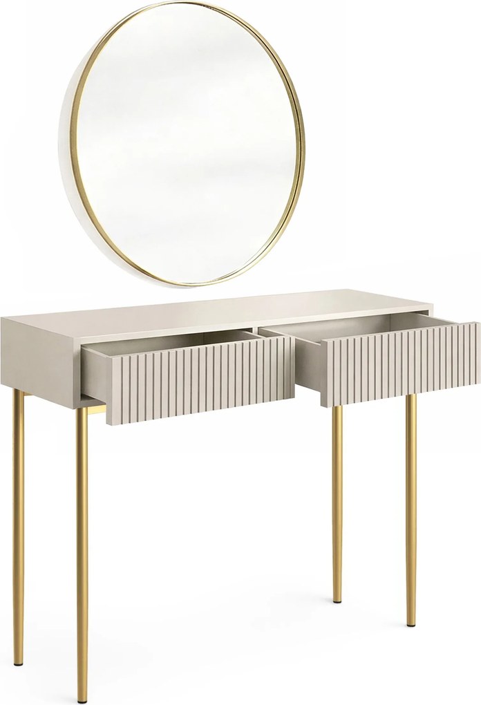 Nicole fésülködőasztal arany tükörrel 80 cm - kasmír / arany lábak