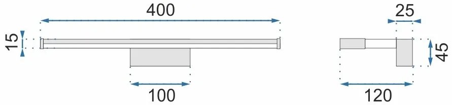 Szerszámlámpa, LED fürdőszobai lámpa tükör felett 8W 40CM APP368-1W, króm, OSW-08434