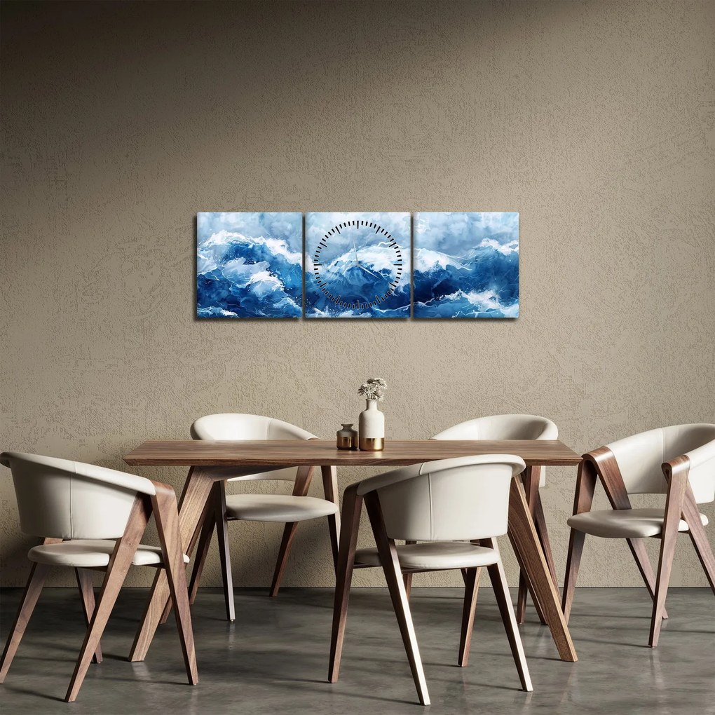 Kép - A tenger illusztrációja (órával) (90x30 cm)