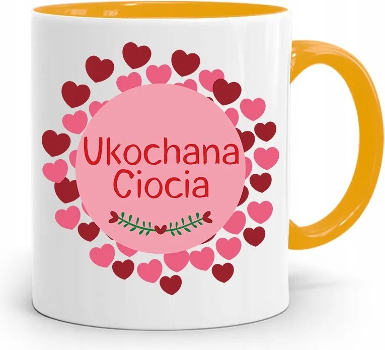 Sárga Bögre Ajándék Nagynéninek Szeretett Nagynéni Nyomtatott Fényképpel