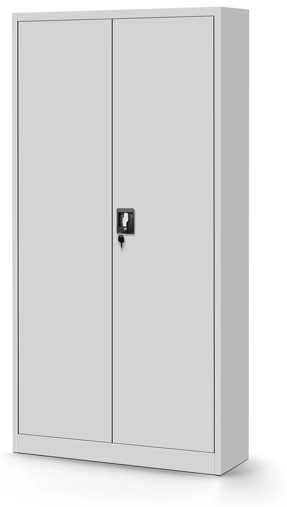 Fém polcos iratszekrény ajtókkal és személyes kis szekrénnyel TOMASZ, 900 x 1850 x 450 mm, szürke