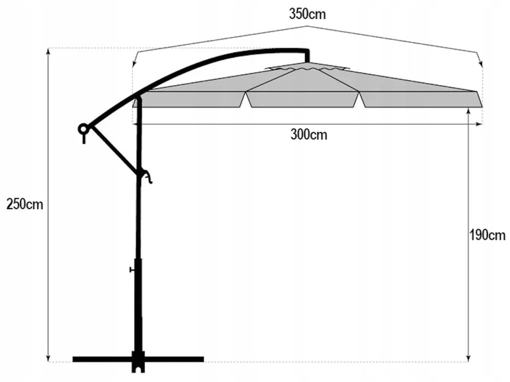 Kerti összecsukható napernyő ARCADIA 300 cm, szürke