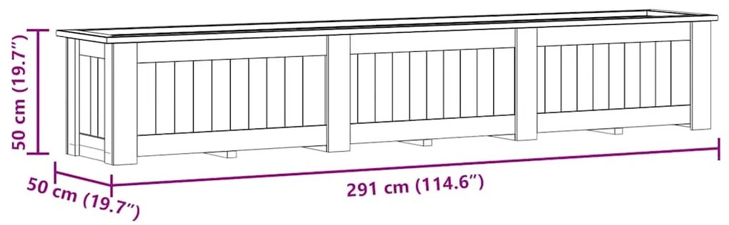 impregnált fenyőfa magaságyás 291 x 50 x 50 cm