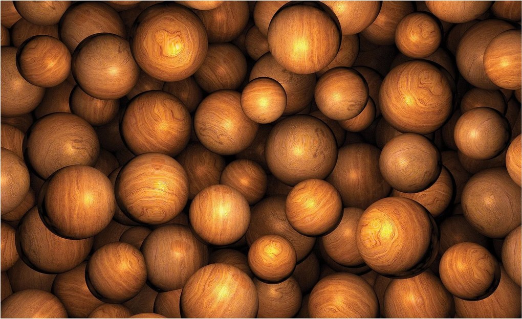 Fotótapéta Fa Arany Gömbök Absztrakt 3D szerkezet 250x175 belső +ragasztó