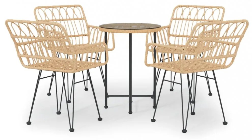 5 részes polyrattan kerti étkezőgarnitúra