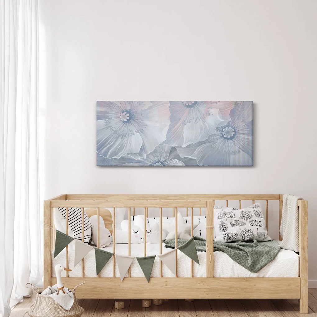Kép - Kék virágok a falon (120x50 cm)