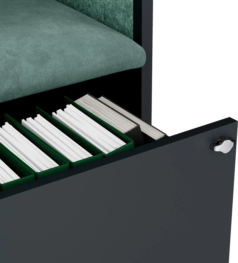 Akusztikus fülke SALLY MentalBox 600 mm – antracit váz, zöld ülés