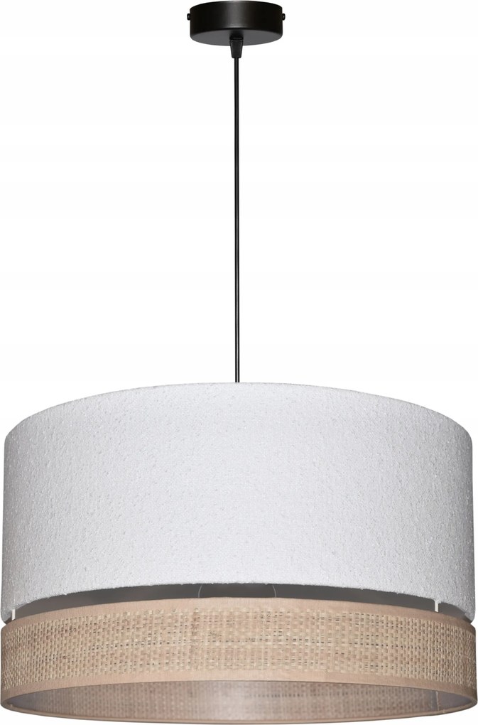 Mennyezeti Lámpa Lámpabúra E27 40cm Fehér Boucle Venosa Rafia Ratan Boho